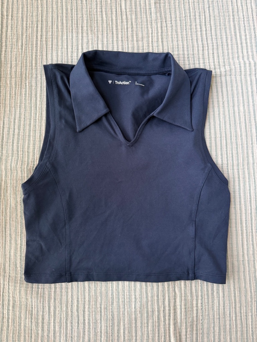 TNA by Aritzia Sleeveless Navy Polo Crop Top
